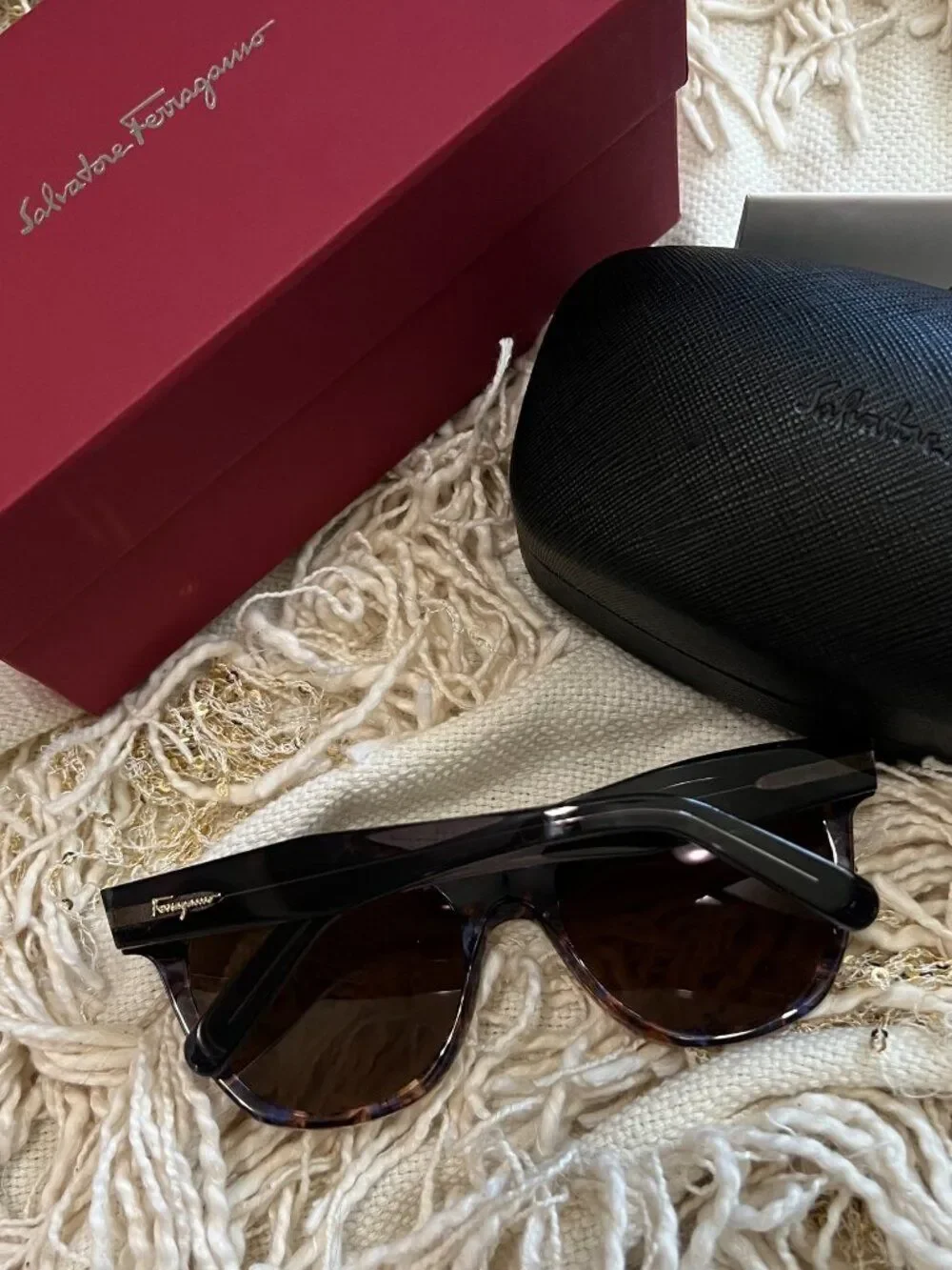 Salvatore Ferragamo Cat Eye Sunglasses Brown Havana NEW